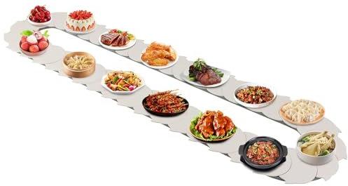 Generic 360° drehbarer Esstisch, Verstellbar, ABS-Spritzguss, Modern, Schlicht, Rund, Weiß, 200cm/6.6ft, Wiederverwendbar, Casual Dining, Dishware Plate, Drehteller