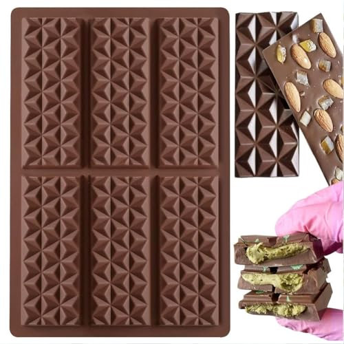 MPQDFG Molde De Chocolate Y Chocolate De Silicona, 2 Piezas De Molde De Barra De Chocolate De Silicona, Molde De Praliné, Molde De Chocolate Marrón, Molde De Chocolate para Hornear para Decoración