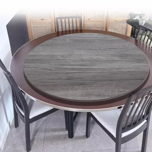 IMUNKT 80cm 90cm Plateau De Service Rotative pour Table À Manger, Plateau Tournant en Bois, Grand Lazy Susan Rond, Plateau D'affichage Rotatif 360°(Grey Oak,75cm/30in)