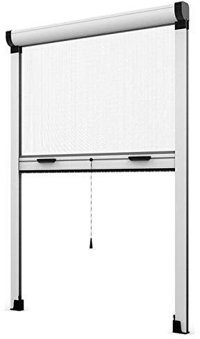 La zappa Vertikales Insektenschutzrollo für Tür / Fenster aus Aluminium (Weiß, 140 x H 250 cm)