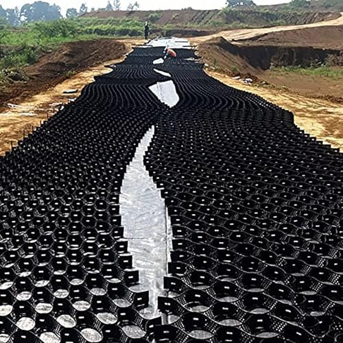 MLYAYE Geocelda Rejilla estabilizadora de Grava para pavimentación de subrasante para entradas de vehículos, Malla de expansión de Suelo de HDPE para áreas Grandes con Orificio(4m x 4m (13ft x 13ft))
