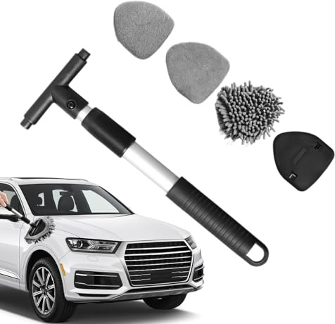 Plumero para coche para exteriores, limpiador de cristales de microfibra para coche, juego de cuidado extensible para espejo exterior, espejo interior y puerta de mampara de ducha