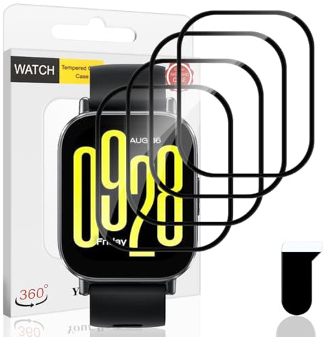 Euukzzea 4 Piezas Protector Pantalla para Xiaomi Redmi Watch 5 Active Cristal Templado, Película de TPU Flexible Protector HD Transparente, Anti-Arañazos Sin Burbujas Película Protectora