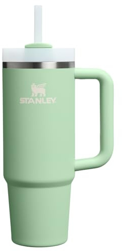 STANLEY Quencher H2.0 Trinkbecher mit Henkel und Trinkhalm 0,9 Liter | Flowstate 3-Positionen-Deckel | Tassenhalter-kompatibel für unterwegs | vakuum-isolierter Edelstahlbecher | BPA-frei | Pistazie