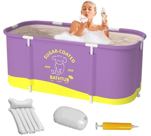 Vasca da bagno per doccia – Vasca da bagno per ghiaccio | Vasca da bagno pieghevole per adulti Vasca da bagno portatile in PVC Secchio Spa Vasca da bagno doccia | 110 x 60 x 50 cm Vasca da bagno