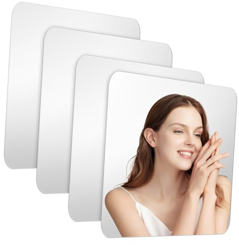 Cabilock 4 Piezas Espejos Autoadhesivos Flexibles Láminas Acrílicas Suaves y para Pared Puertas y Ventanas Fáciles de Instalar sin Taladro para Decoración Versátil
