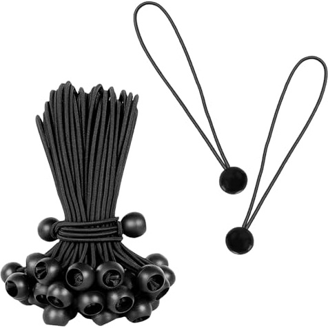 HECHKJ Spanngummi mit Kugel, 50 Stück Zeltgummis mit Kugel, Schwarze Spanngummis mit Kugel, 20 cm Spanngummi für Zelte, für Befestigung von Zelten, Planen und Bannern