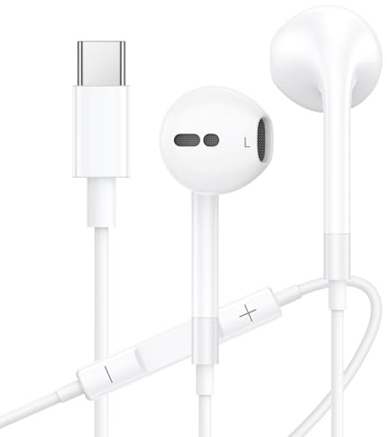 Écouteur USB C, Écouteurs Filaire USB C Casque Stéréo HiFi avec Microphone et Contrôle du Volume, Casque Intra-Auriculaires pour iPhone 16 Pro Max/iPhone 15/15 Pad Pro Google Pixel Samsung Galaxy