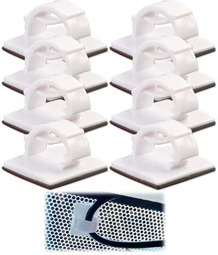 100 Pezzi Fermacavi Adesivi Universali - Clip Per Cavi Da Esterno E Interni Con Autoadesivi, Organizzatore Regolabile Per Cavi Di Luce, Scrivania, Ufficio, Caricabatterie E Auto (Bianco)