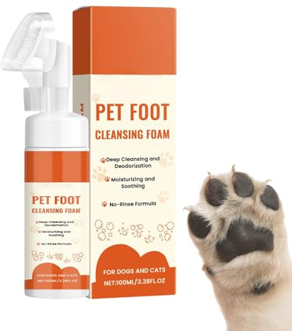 Eoixuqba Nettoie-Pattes pour Animaux | Nettoyant Mousse pour Pattes De Chien,100ML avec Brosse Douce Shampoing Exfoliant pour Toilettage Maison Voyage Soin Peau Perte Poils Chiots Races Moyennes
