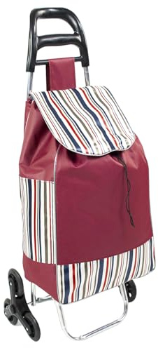 ZOLTA Einkaufswagen mit Treppensteiger Rädern 35L Einkaufstrolley Wasserdicht Rot klappbar Metallgestell Senioren Einkaufstasche abnehmbar waschbar stabil belastbar bis 15kg