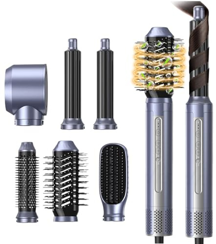 Air Styler 6 en 1 Hair Styler avec 110000 RPM 20m/s, 200 Millions d'Ions Seche Cheveux avec Fer A Boucler, Brosse Lissante, Brosse Volumisante pour Sécher, Boucler, Donner du Volume
