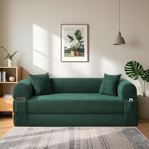 BMMB Divano letto, 203 cm, 3 posti, divano senza ossatura, divano letto pieghevole, poltrona letto con 2 cuscini, divano letto pieghevole moderno per soggiorno e camera da letto