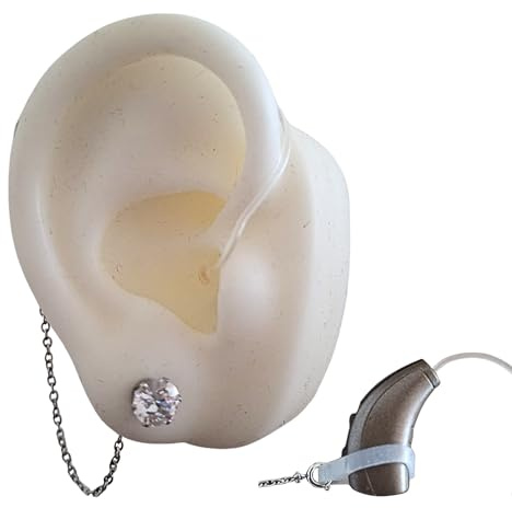 Pendiente antipérdida de audifonos para sordera | Cadena de retención para sujeción de audífonos para sordos | Evita caídas y pérdidas de amplificadores o implantes cocleares - Handmade - Zirconita