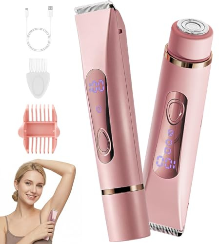 DAJASD Afeitadora Eléctrica 2 en 1 para Muje, Cortapelos Corporal para Mujer Recortadora, Rasuradora Mujer zona Intima seco/mojado, Afeitadora Eléctrica para Sin Dolor para Cara Axilas Bikini