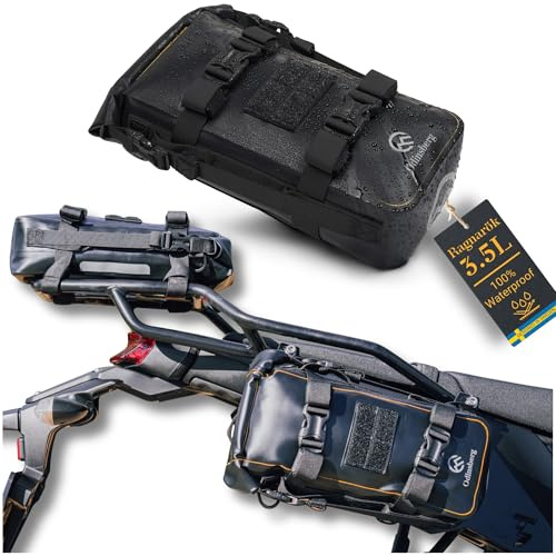 Odinsberg 3.5L Waterproof Motorcycle Tail Bag - Motorcycle Crash Bar Bags Dry Bag Dirt Bike Gear Bag On Fender Sissy Bar Rear Rack Seat Saddle Possibles Pouch Storage Soft Luggage