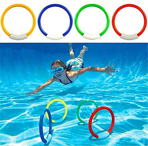 Ghzste Classic Diving Rings, 4 Piece Diving Ring Set for Kids, Pool Toys, Underwater Summer Beach Water Play Toys (Colorful)