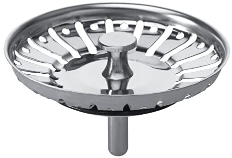 Wirquin 30718177 Grille pour bonde d'évier de cuisine universelle D90 en inox, chromé | Inox, grille, installation facile, universel, sans outil, chromé