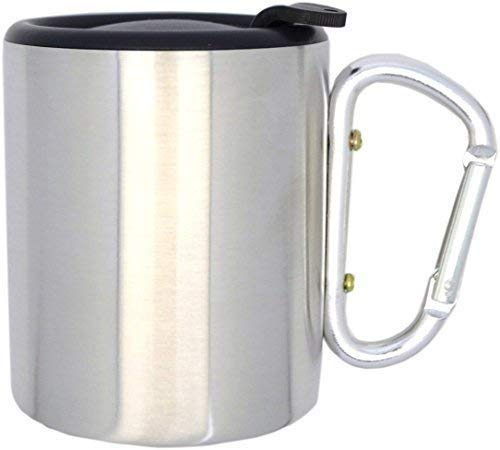 Schmalz Bicchiere in Acciaio Inox con Moschettone e Tappo di Chiusura Uomo Thermos Doppia Parete 0,3l Tazza da caffè Bicchiere Gigante Outdoorbecher Wanderbecher