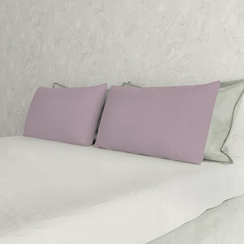 Coppia Federe Max Color 100% cotone, misura federa 50x80 cm con patella interna, Tinta Unita – ROSA ANTICO