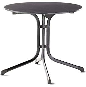 SIEGER Boulevard-Klapptisch mit vivodur-Dekorplatte, Ø 85 cm, eisengrau, Schieferdekor anthrazit