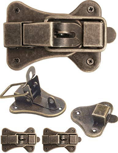 FUXXER 2x Verschlüsse für Truhen, Kisten, Boxen, Koffer, Vintage Messing Bronze, 9,5 x 5,2 cm, 2er Set