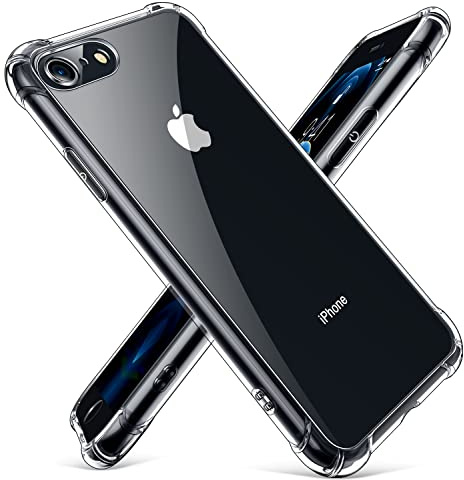 CANSHN Klare für iPhone SE 2022/2020 Hülle, iPhone 8/7 [Militärischer Fallschutz] Transparent Stoßfeste Schutzhülle mit Weich Silikon Bumper Case Handyhülle ///, Durchsichtig
