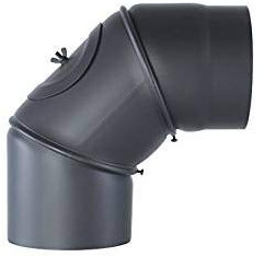AdoroSol Vertriebs GmbH Rauchrohrbogen 150mm Bogen Knie verstellbar 0-90° gussgrau grau mit Reinigung Tür