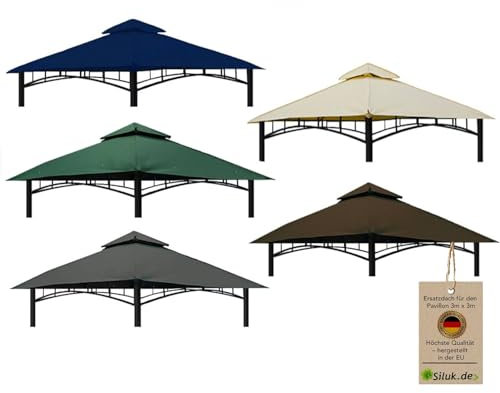 freigarten.de Techo de Repuesto para pabellón, 3 x 3 m, Arena, Antiguo, Impermeable, Material: Panamá PCV Soft 370 g/m², Extra Fuerte, Modelo 6 (marrón)