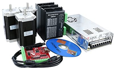 Kit de routeur CNC à arbre unique de 8 mm à 3 axes, 3 pilotes de moteur pas à pas DM542 et moteur Nema23 de 40 oz + carte d'interface DB25 + alimentation