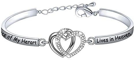 FAADBUK Memorial Piece of My Heart Lives in Heaven Jewelry Bracelet Sympathy Gift
