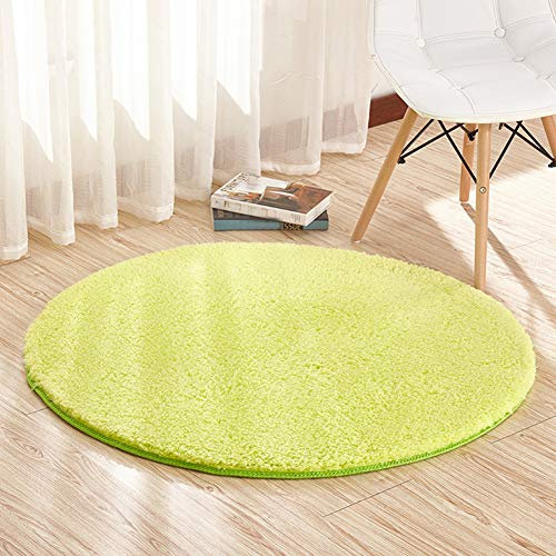 YAOTT Gemütlich Zottelig rutschfeste Shaggy Teppich Rund Fellteppich Kunstfell Plüsch Bettvorleger Langflor Modern Teppiche für Wohnzimmer Schlafzimmer Kinderzimmer Apfelgrün Diameter 120CM