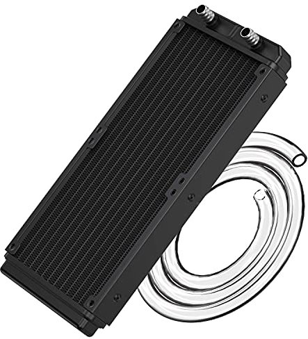 CLDIY Raffreddatore ad acqua, 12 tubi, in alluminio, con tubo per PC CPU, sistema di raffreddamento ad acqua DC12 V, 240 mm