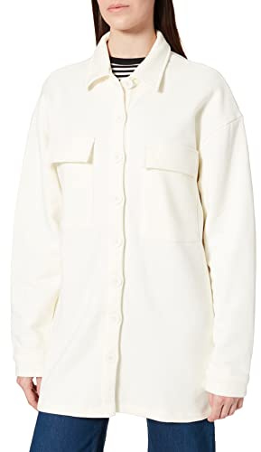 NA-KD Sobrecamisa de Jersey Camisa Abotonada, Blanco Roto, L para Mujer