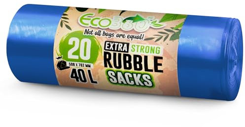Ecobag 20 SUPER STRONG HEAVY DUTY RUBBLE SACKS 40 Litre Capacity, Blue, ECO20RB, 508mm x 762mm