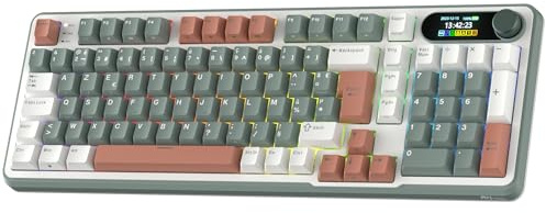 RK ROYAL KLUDGE S98 FR Clavier mécanique avec Smart Display & Bouton, Top Mount 96% Wireless Mechanical Keyboard BT/2.4G/USB-C, Hot-Swapable, Software Support, 98 Touches, French AZERTY