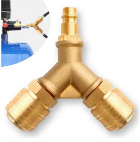 Airline Hose Connectors, 1/4 BSP Air Line Fittings 3 Way Quick Release Y Splitter Airline Coupling for Air Pump Compressor