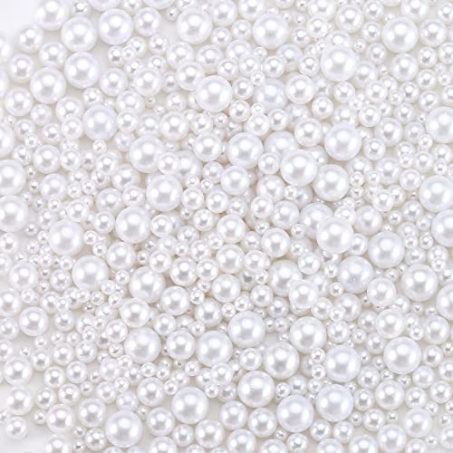 HERZWILD Perline finte bianche, 1500 perline bianche in 4 misure, senza fori, per riempire vasi, nail art, trucco, creazione di gioielli, feste, decorazioni per la casa e matrimoni.