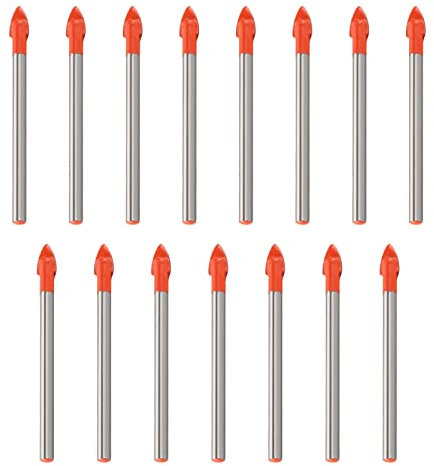 TSHAOUN 15 Pezzi 6mm Punta per Vetro, Trapano per Piastrelle, Punta per Trapano, Punta per Trapano per Piastrelle, Drill Bit Set per Mattoni, Ceramica, Vetro