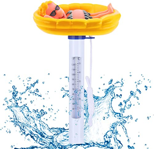 Lets Joy Flotante Piscina Termómetro, Termómetro Flotante de Agua, Termómetro para Piscina, Con Cuerda, Dibujos Animados Lindo y Divertidocon Termómetro, Piscinas, Spas, Jacuzzis y Acuarios