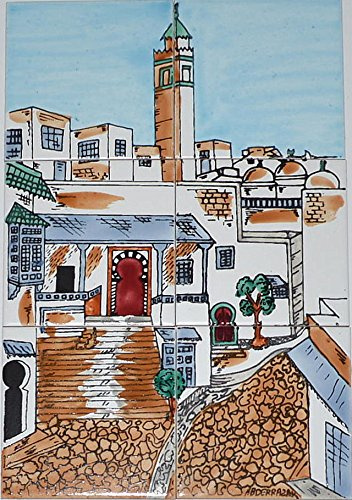 Immagine in mosaico in piastrelle di ceramica orientale dipinte a mano, per pareti, mediterranee, 45x30 cm (06-25)