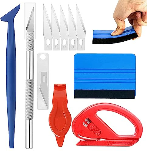 Kit de 10 herramientas de envoltura de vinilo para automóvil, herramientas de instalación de película de ventana, raspador duro, herramienta de recorte de vinilo para envolver e instalar papel tapiz