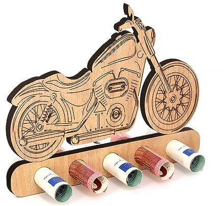 Giftota - Originelle Geburtstag Holz Geschenk für Motorrad - Chopper, Rocker Geldgeschenk - Geschenke aus Holz für Frauen & Männer