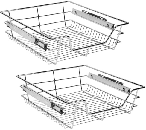 Eulenke Schrankauszug 2er Set 50cm für Küchenschrank | Teleskopschublade als Schrankauszug und Korbauszug für Küchenschrank, Schlafzimmer oder Einbauschrank