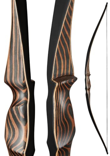 54 Traditional Wooden Recurve Bow Handmade Longbow Mongolian Horsebow Hunting Target Archery for Adults Right Hand 20-70lbs