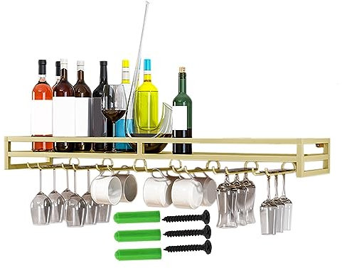 LIGUOYI Wandbefestigung Weinglashalter Metall, Weinflaschenhalter Weinglashalter Regal Platzsparend Weinglas-Halter Für Stielgläser, Für Küche Bar Aufbewahrung Weinregal Aus Metall An Der Wand