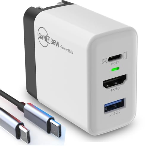 GAN 36W Power Hub,3 in 1 Switch TV Dock Station for Nintendo steam Deck Dock Station USB C Hub Charger Laptop Docking with Type C,USB 2.0 Port,4K HDMI Port for TV MAC iPhone and More