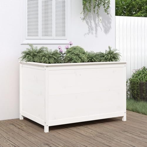 Camerina Hochbeet Weiß 119,5x82,5x78 cm Massivholz Kiefer Erdsieb FüR Garten Pflanzbeet