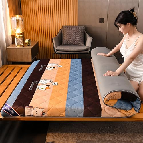 LXJDDLD Japanische Bodenmatratze Extra Dick,Faltbare Futonmatratze,Isomatte Tatami-Matte,Traditionelle Aufrollbare Campingmatratze,Matratzenauflage Für Tragbares Gästebett,Cat 8cm,135x200cm