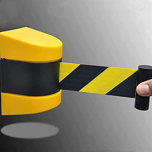 MekUk Einziehbare Seilabsperrungen 10 m Lange Gürtelbarriere zur Wandmontage, einziehbare Seilbarriere, Massenkontrollband for Parkplätze im Freien, gelb/schwarzer Gürtel für Crowd Control